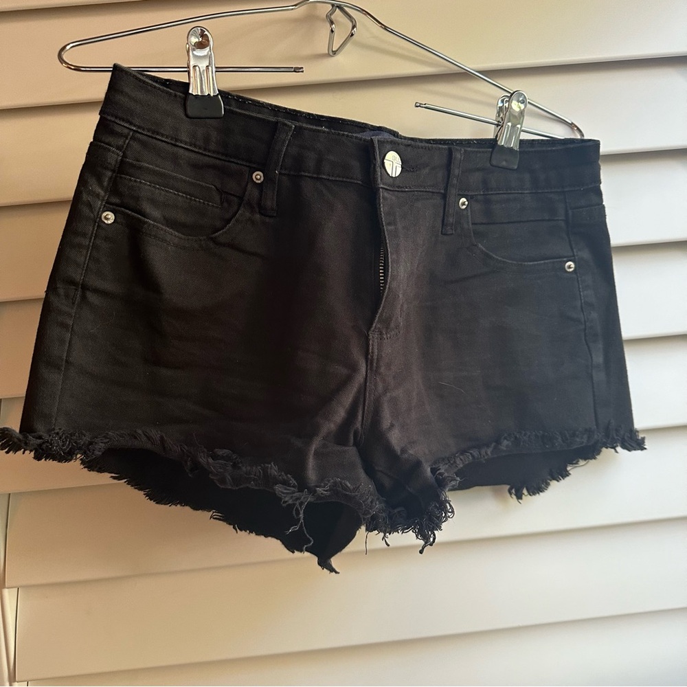 Black Mid Rise Jean Shorts